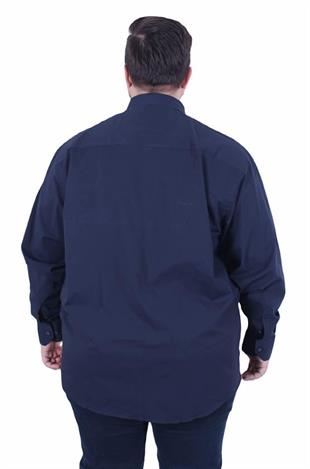 Starbattal Erkek Büyük Beden Likralı Poplin Gömlek 11354 LACIVERT
