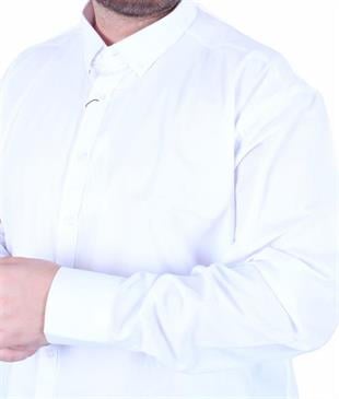 Starbattal Erkek Büyük Beden Likralı Poplin Gömlek 11354 BEYAZ