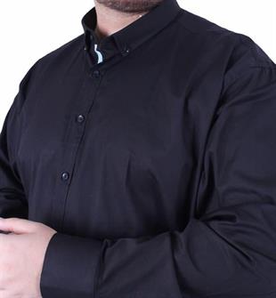 Starbattal Erkek Büyük Beden Likralı Poplin Gömlek 11354 SIYAH