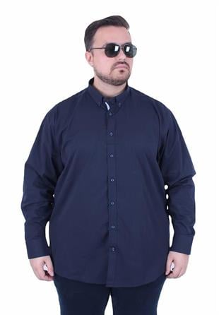 Starbattal Erkek Büyük Beden Likralı Poplin Gömlek 11354 LACIVERT