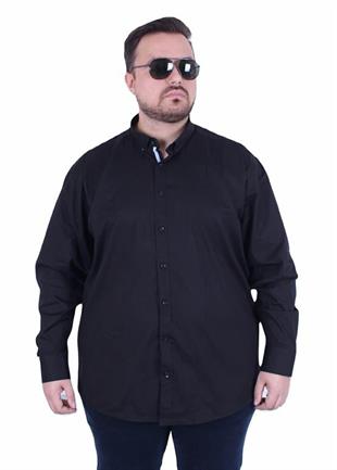 Starbattal Erkek Büyük Beden Likralı Poplin Gömlek 11354 SIYAH