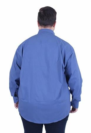 Starbattal Erkek Büyük Beden Likralı Poplin Gömlek 11354 MAVI