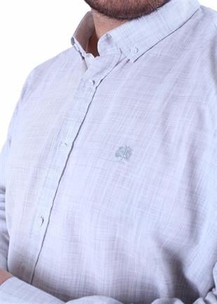 Starbattal Erkek Büyük Beden Pamuk Keten Flam  Gömlek 11353 GRI