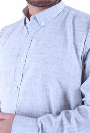 Starbattal Erkek Büyük Beden Pamuk Keten Flam  Gömlek 11353 MAVI