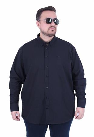 Starbattal Erkek Büyük Beden Pamuk Keten Flam  Gömlek 11353 SIYAH