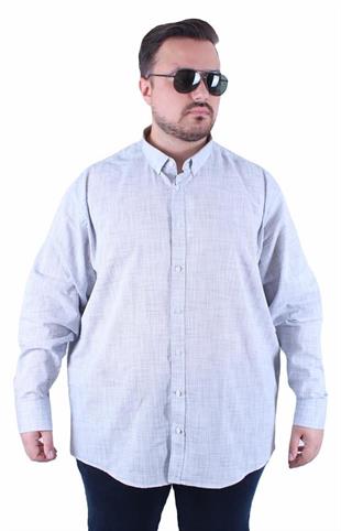 Starbattal Erkek Büyük Beden Pamuk Keten Flam  Gömlek 11353 MAVI