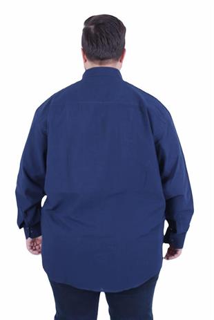 Starbattal Erkek Büyük Beden Pamuk Keten Flam  Gömlek 11353 LACIVERT