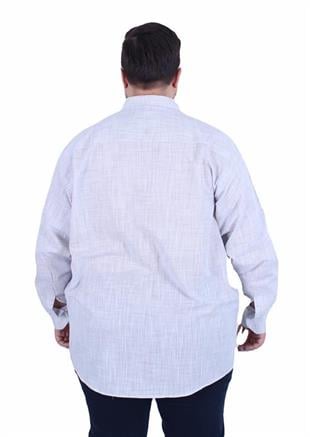 Starbattal Erkek Büyük Beden Pamuk Keten Flam  Gömlek 11353 GRI