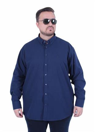 Starbattal Erkek Büyük Beden Pamuk Keten Flam  Gömlek 11353 LACIVERT