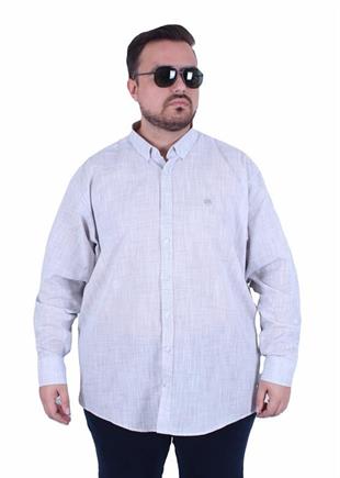 Starbattal Erkek Büyük Beden Pamuk Keten Flam  Gömlek 11353 GRI