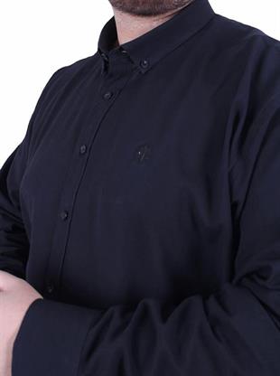 Starbattal Erkek Büyük Beden Pamuk Keten Flam  Gömlek 11353 SIYAH