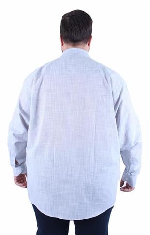 Starbattal Erkek Büyük Beden Pamuk Keten Flam  Gömlek 11353 MAVI