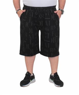 Starbattal Erkek Büyük Beden Penye Şort Letter Dance 24644 SIYAH
