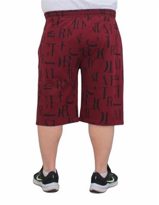 Starbattal Erkek Büyük Beden Penye Şort Letter Dance 24644 BORDO