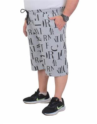 Starbattal Erkek Büyük Beden Penye Şort Letter Dance 24644 GRI MELANJ