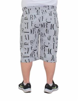 Starbattal Erkek Büyük Beden Penye Şort Letter Dance 24644 GRI MELANJ