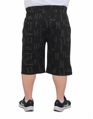 Starbattal Erkek Büyük Beden Penye Şort Letter Dance 24644 SIYAH