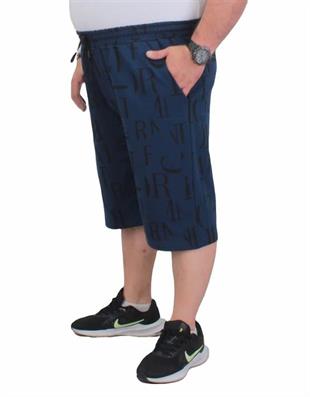 Starbattal Erkek Büyük Beden Penye Şort Letter Dance 24644 Marin