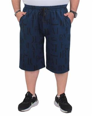 Starbattal Erkek Büyük Beden Penye Şort Letter Dance 24644 Marin