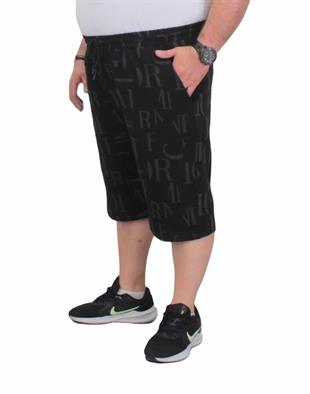 Starbattal Erkek Büyük Beden Penye Şort Letter Dance 24644 SIYAH
