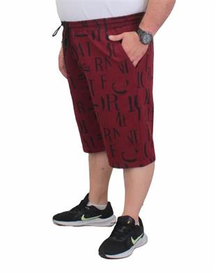 Starbattal Erkek Büyük Beden Penye Şort Letter Dance 24644 BORDO