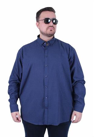 Starbattal Erkek Büyük Beden Pitikareli Cepsiz Gömlek 11358 LACIVERT