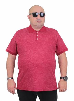 Starbattal Erkek Büyük Beden Polo Yaka Mat Baskılı Tişört 24451 BORDO