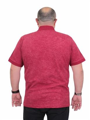 Starbattal Erkek Büyük Beden Polo Yaka Mat Baskılı Tişört 24451 BORDO