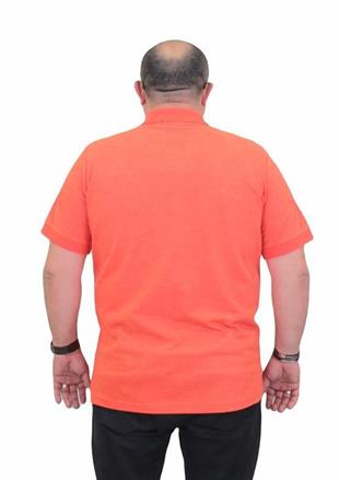 Starbattal Erkek Büyük Beden Polo Yaka Mat Baskılı Tişört 24451 Nar Çiçeği