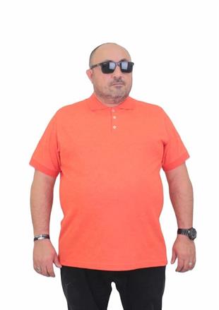 Starbattal Erkek Büyük Beden Polo Yaka Mat Baskılı Tişört 24451 Nar Çiçeği