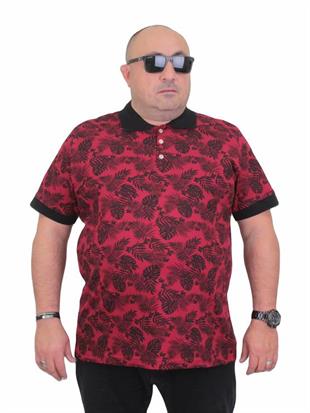 Starbattal Erkek Büyük Beden Polo Yaka Tişört Hawai 24455 BORDO