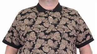 Starbattal Erkek Büyük Beden Polo Yaka Tişört Hawai 24455 SIYAH