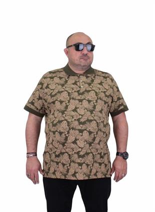 Starbattal Erkek Büyük Beden Polo Yaka Tişört Hawai 24455 Askeri Yeşil