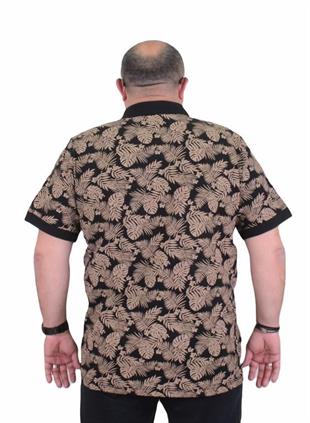 Starbattal Erkek Büyük Beden Polo Yaka Tişört Hawai 24455 SIYAH