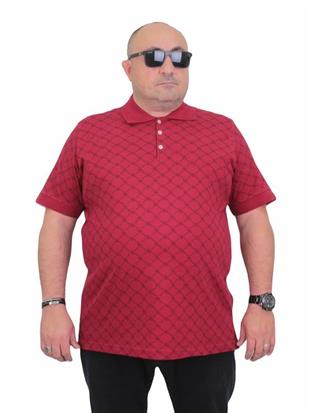 Starbattal Erkek Büyük Beden Polo Yaka Tişört Square 24452 BORDO
