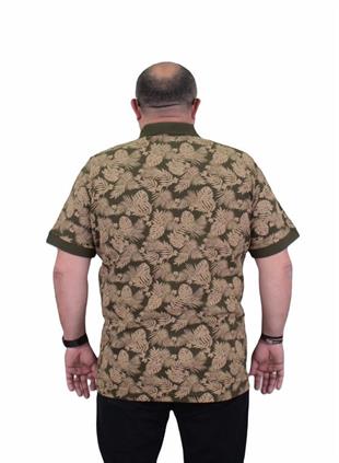 Starbattal Erkek Büyük Beden Polo Yaka Tişört Hawai 24455 Askeri Yeşil