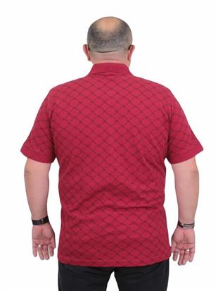 Starbattal Erkek Büyük Beden Polo Yaka Tişört Square 24452 BORDO
