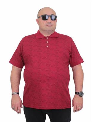 Starbattal Erkek Büyük Beden Polo Yaka Üçgen Baskılı Tişört 24450 BORDO