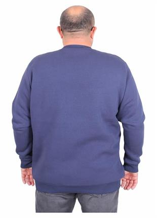 Starbattal Erkek Büyük Beden Sıfır Yaka 3ip Sweat Respect 24205 INDIGO