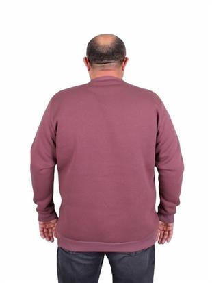 Starbattal Erkek Büyük Beden Sıfır Yaka 3ip Sweat London 24208 Eflatun