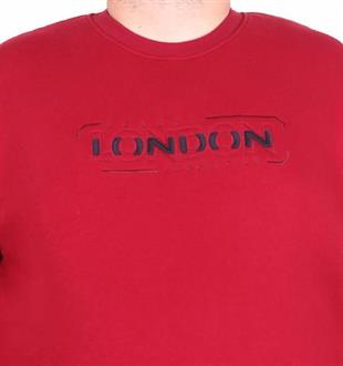 Starbattal Erkek Büyük Beden Sıfır Yaka 3ip Sweat London 24208 BORDO
