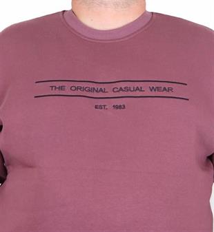 Starbattal Erkek Büyük Beden Sıfır Yaka 3ip Sweat Original 24203 Eflatun