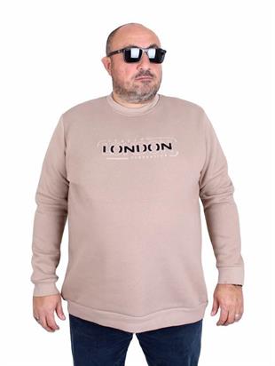 Starbattal Erkek Büyük Beden Sıfır Yaka 3ip Sweat London 24208 CAMEL