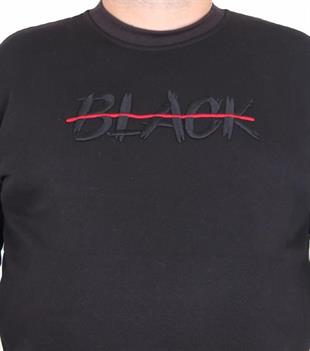 Starbattal Erkek Büyük Beden Sıfır Yaka 3ip Sweat Black 24202 SIYAH