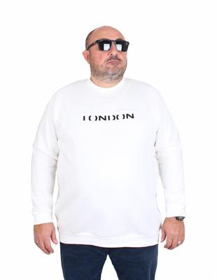 Starbattal Erkek Büyük Beden Sıfır Yaka 3ip Sweat London 24208 EKRU