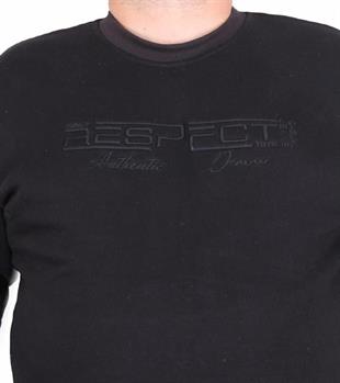 Starbattal Erkek Büyük Beden Sıfır Yaka 3ip Sweat Respect 24205 SIYAH