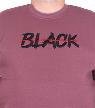 Starbattal Erkek Büyük Beden Sıfır Yaka 3ip Sweat Black 24202 Eflatun