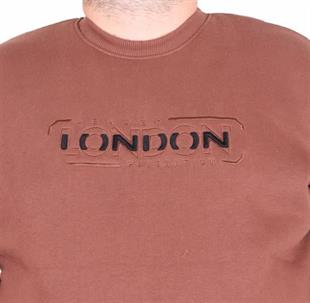 Starbattal Erkek Büyük Beden Sıfır Yaka 3ip Sweat London 24208 TABA