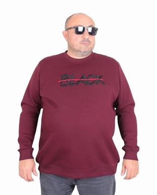 Starbattal Erkek Büyük Beden Sıfır Yaka 3ip Sweat Black 24202 MURDUM
