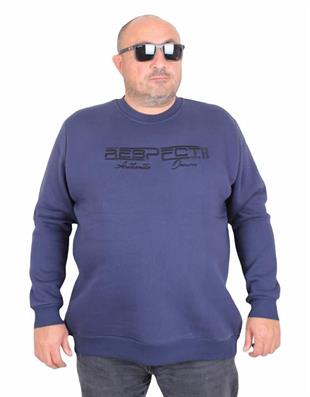 Starbattal Erkek Büyük Beden Sıfır Yaka 3ip Sweat Respect 24205 INDIGO